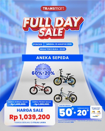 Full Day Sale Transmart 23 Agustus: Sepeda Anak Diskon Besar