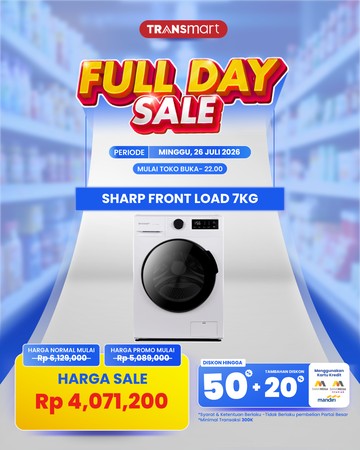 Transmart Full Day Sale Tawarkan Mesin Cuci Sharp Diskon Rp2 Juta