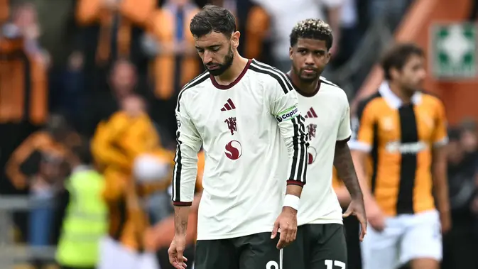 Ekspresi Bruno Fernandes Warnai Kemenangan MU di Kandang Hull City