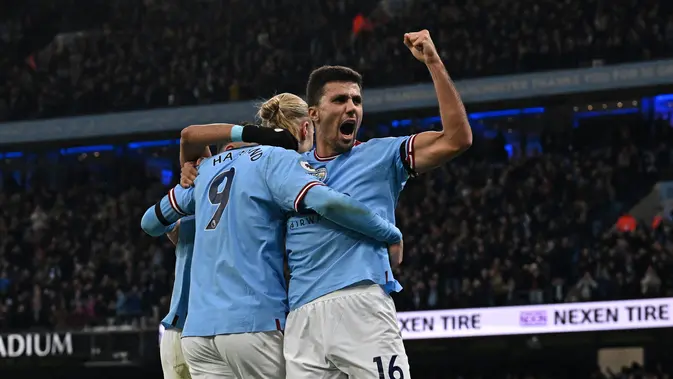 Rodri dan Haaland Bawa Man City Bungkam Aston Villa 3-1
