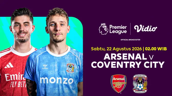 Arsenal Hajar Coventry 3-1 di Laga Pembuka Liga Inggris 2026/27