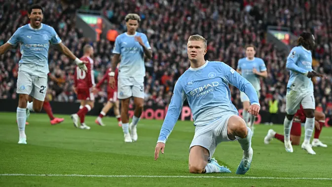 Haaland Pecahkan Anfield, Man City Tumbangkan Liverpool 3-1