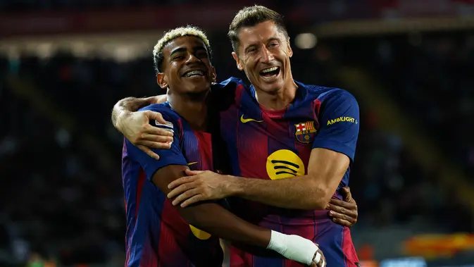 Lewandowski dan Yamal Pahlawan Kemenangan Barcelona atas Real Sociedad