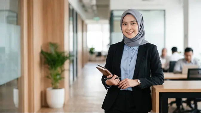 Hijab Segi Empat Polos, Gaya Simpel yang Menemani Wanita Karier ke Kantor