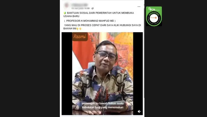 Cek Fakta: Klaim Video Mahfud Md Umumkan Bansos Usaha