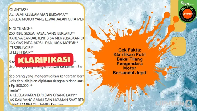 Cek Fakta: Benarkah Polri Akan Menilang Pemotor Bersandal Jepit?