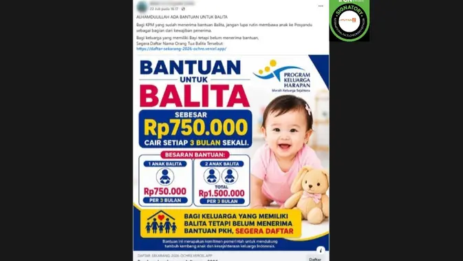 Cek Fakta: Link Pendaftaran Bansos Balita yang Beredar di Medsos