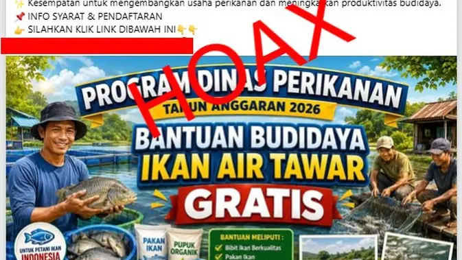 Cek Fakta: Link Pendaftaran Bantuan Budidaya Ikan Air Tawar Gratis 2026 Hoaks