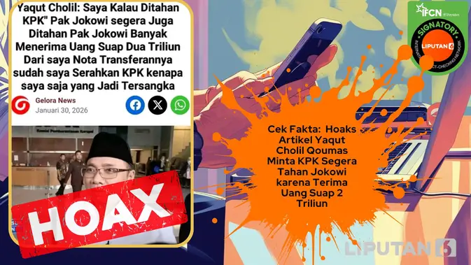 Artikel Palsu Yaqut Minta KPK Tahan Jokowi Dibantah
