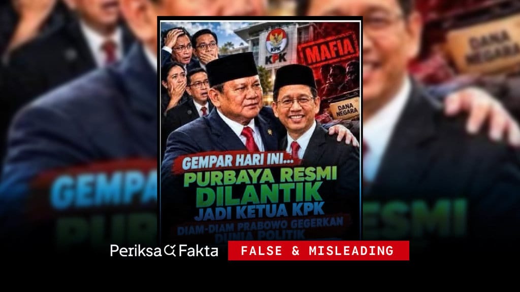 Hoaks Klaim Prabowo Lantik Purbaya Pimpin KPK
