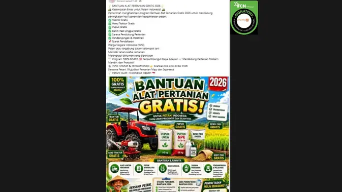 Cek Fakta: Link Pendaftaran Bantuan Traktor Gratis Pemerintah, Ini Faktanya