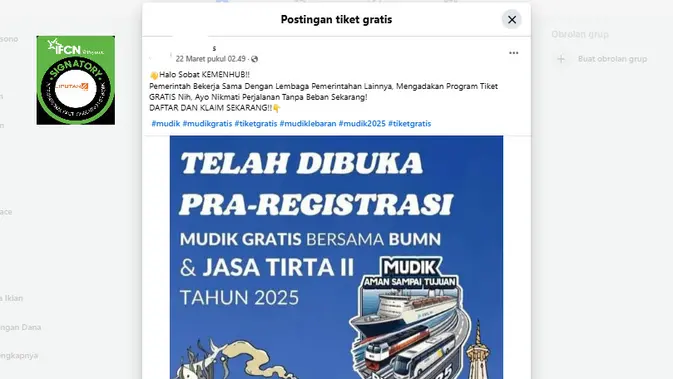 Beredar Klaim Link Pendaftaran Mudik Gratis Kemenhub, Simak Faktanya