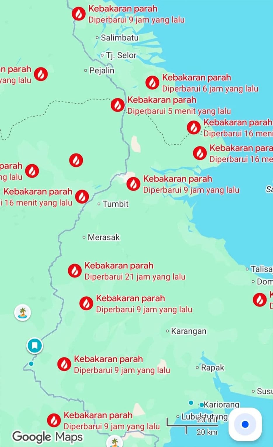 Cek Titik Api Karhutla Kalimantan 2026 Lewat Google Maps, Begini Caranya