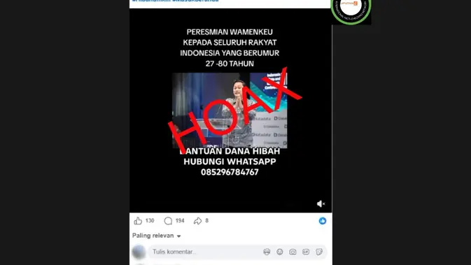 Verifikasi Klaim Video Wamenkeu Umumkan Dana Hibah