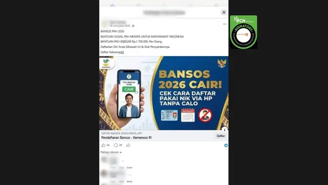 Klaim Tautan Pendaftaran Bansos PKH 2026 Terkonfirmasi Palsu