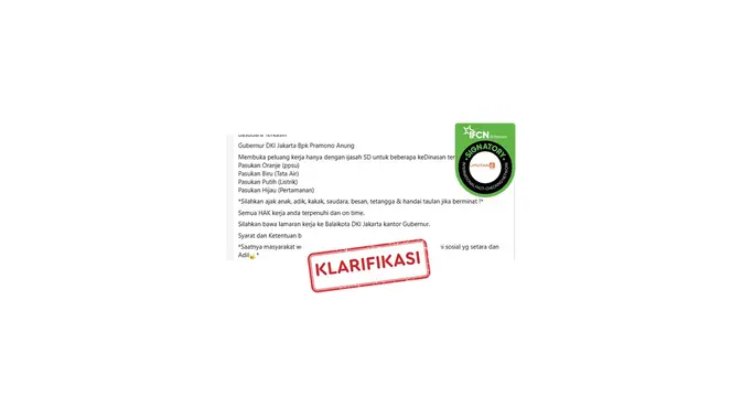 Hoaks Lowongan Pasukan Oranye Bergaji Rp15 Juta