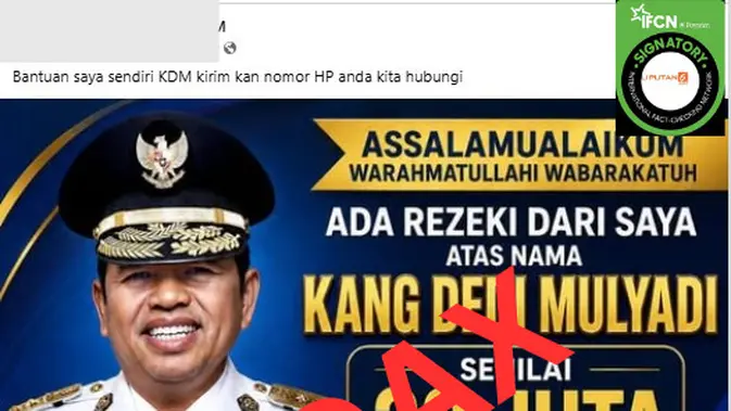 Verifikasi Klaim Dedi Mulyadi Salurkan Bantuan Rp 20 Juta kepada Warga