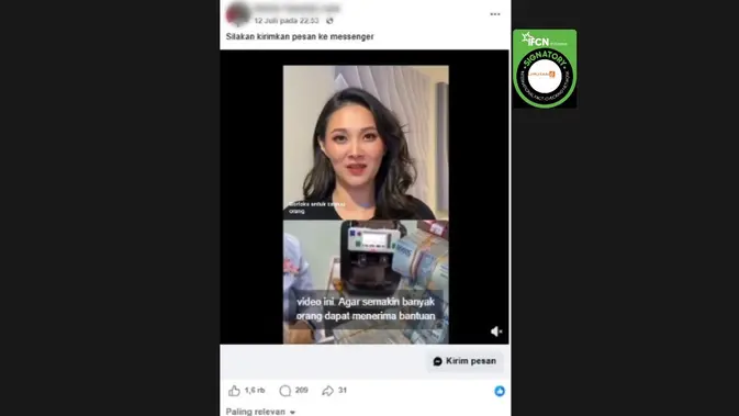 Video Sherly Tjoanda Bagikan Uang Tunai Terverifikasi Hoax