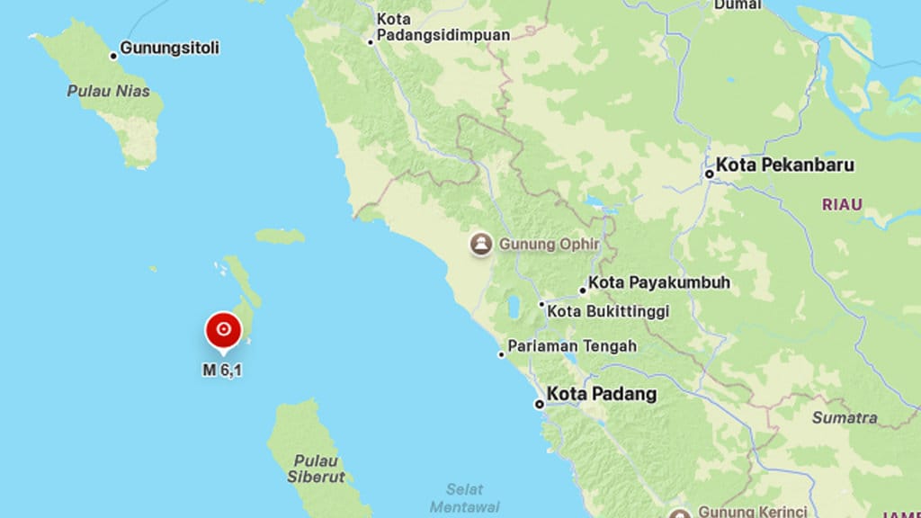 Gempa M6,1 Guncang Nias, BMKG Pastikan Tak Berpotensi Tsunami
