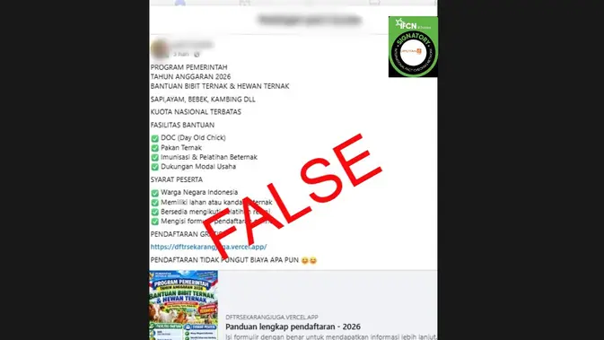 Verifikasi Klaim Link Pendaftaran Bantuan Bibit Ternak Pemerintah