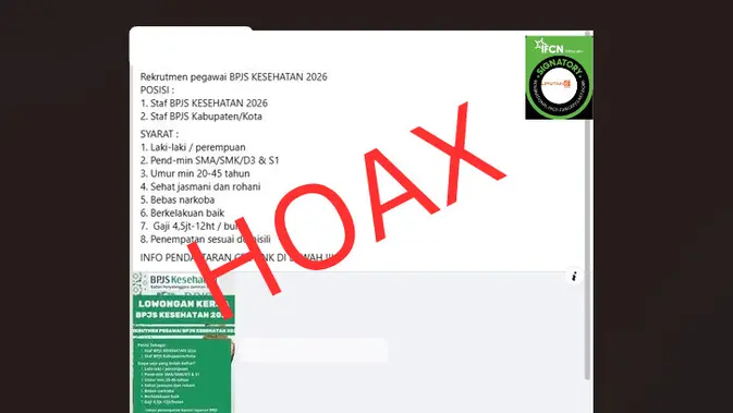 Klaim Link Pendaftaran Lowongan Kerja BPJS Kesehatan Beredar di Facebook