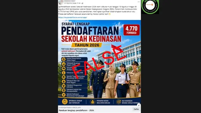 Klaim Link Pendaftaran Sekolah Kedinasan 2026 Tidak Terbukti