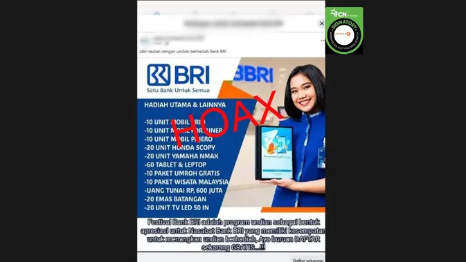Verifikasi Klaim Link Undian Berhadiah Bank BRI di Media Sosial