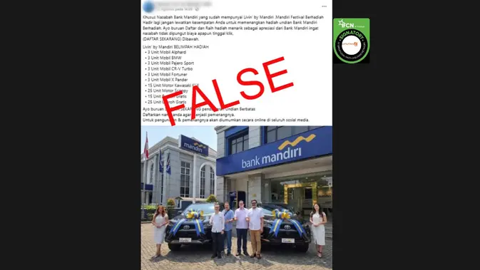 Cek Fakta: Link Undian Berhadiah Bank Mandiri di Facebook Tidak Terverifikasi