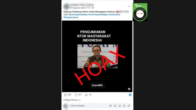Video Abdul Mu'ti Soal Bantuan WhatsApp Terbukti Hoaks