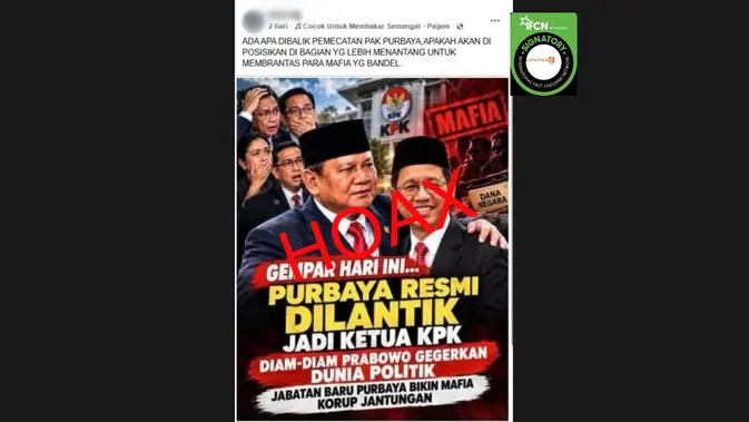 Verifikasi Klaim Pelantikan Purbaya Yudhi Sadewa sebagai Ketua KPK
