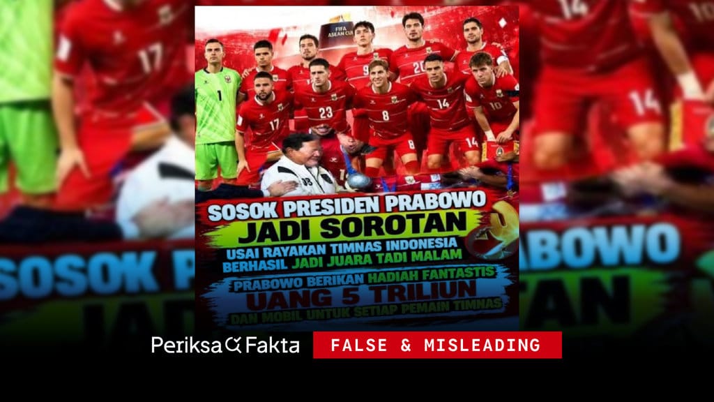 Klaim Hadiah Rp5 Triliun untuk Timnas Indonesia Tidak Akurat