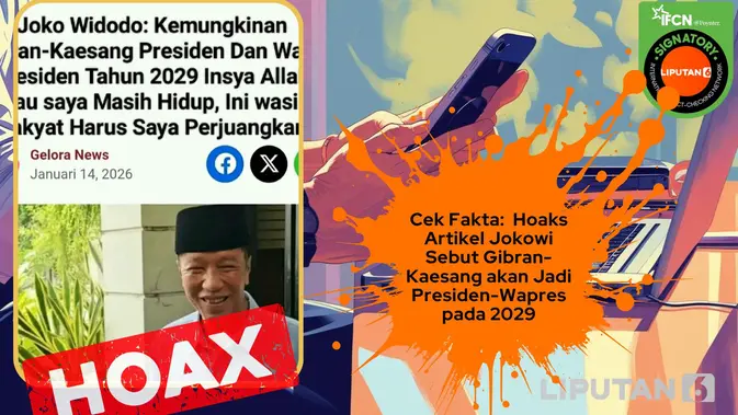 Cek Fakta: Klaim Jokowi Sebut Gibran-Kaesang Presiden-Wapres 2029