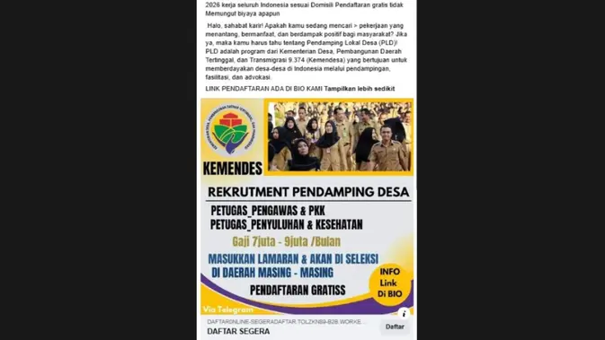 Verifikasi Klaim Tautan Pendaftaran Pendamping Lokal Desa 2026