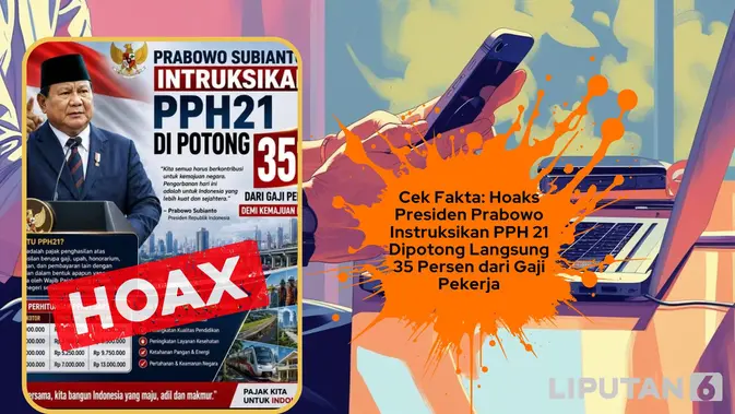 Cek Fakta: Klaim Prabowo Perintahkan PPH 21 Dipotong 35 Persen Tidak Benar