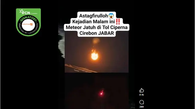 Uji Forensik Klaim Benda Luar Angkasa Jatuh di Tol Ciperna Cirebon