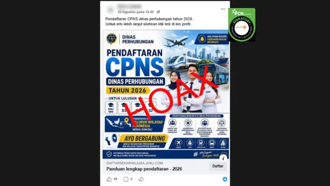 Cek Fakta: Link Pendaftaran CPNS Dinas Perhubungan 2026 di Facebook Menyesatkan