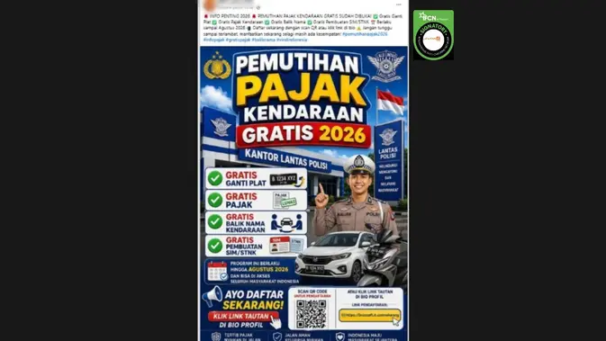 Klaim Link Pendaftaran Pemutihan Pajak Gratis 2026 Hoaks