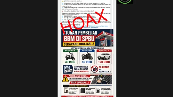 Cek Fakta: Isu Aturan Baru Pembatasan Beli BBM di SPBU