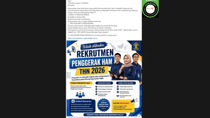 Beredar Tautan Pendaftaran Penggerak HAM 2026, Simak Faktanya