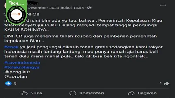 Kabar Pulau Galang Jadi Tempat Penampungan Rohingya Perlu Diverifikasi
