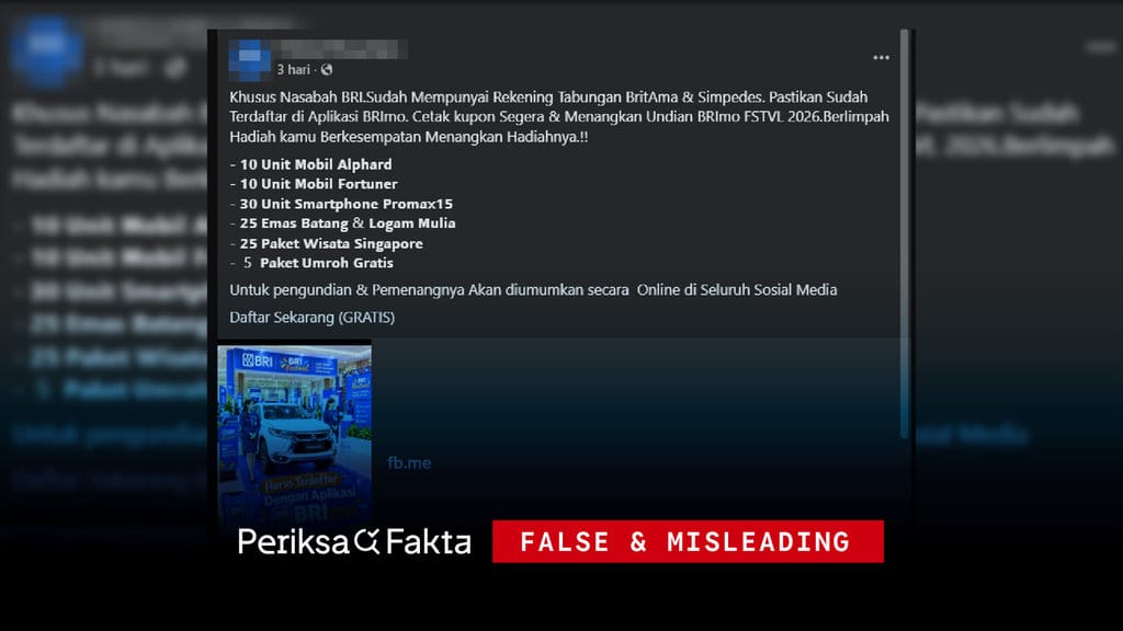 Tautan Pendaftaran Undian BRImo FSTVL 2026 Terindikasi Hoaks
