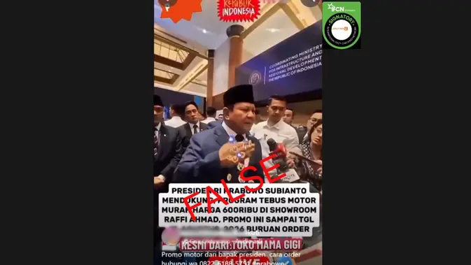 Cek Fakta Klaim Program Promo Sepeda Motor Rp600 Ribu dari Presiden Prabowo
