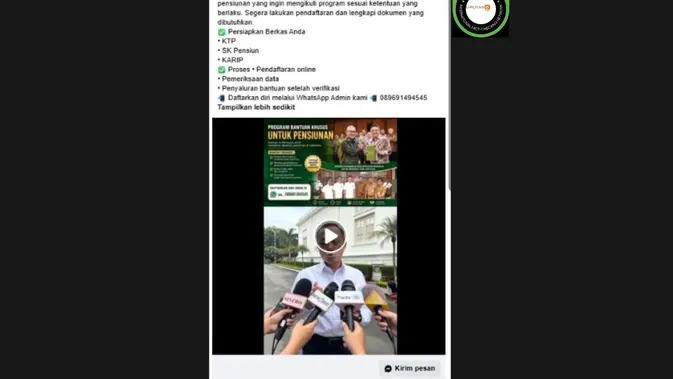 Cek Fakta: Video Prasetyo Hadi Umumkan Bantuan Dana Pensiunan