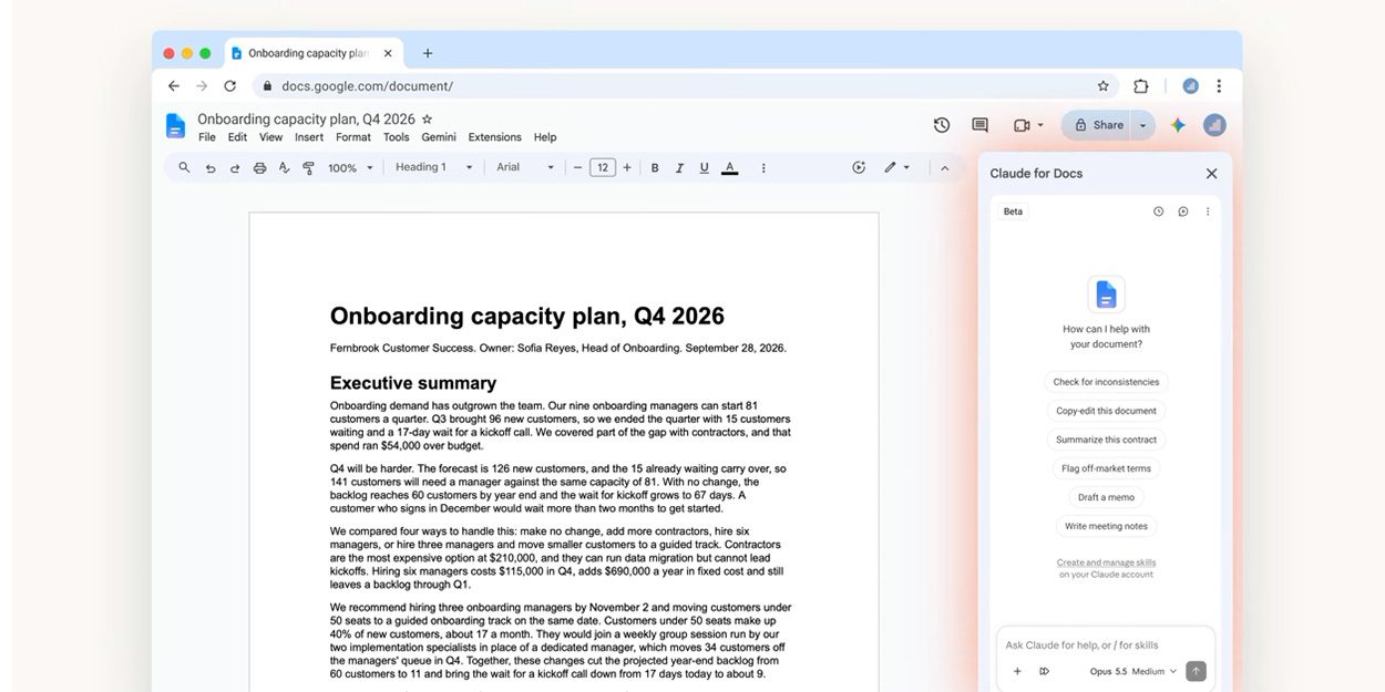 Claude Kini Hadir sebagai Sidebar di Google Docs, Sheets, dan Slides