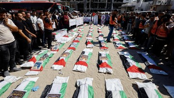 Pemakaman Massal 50 Jenazah Korban Agresi di Gaza City