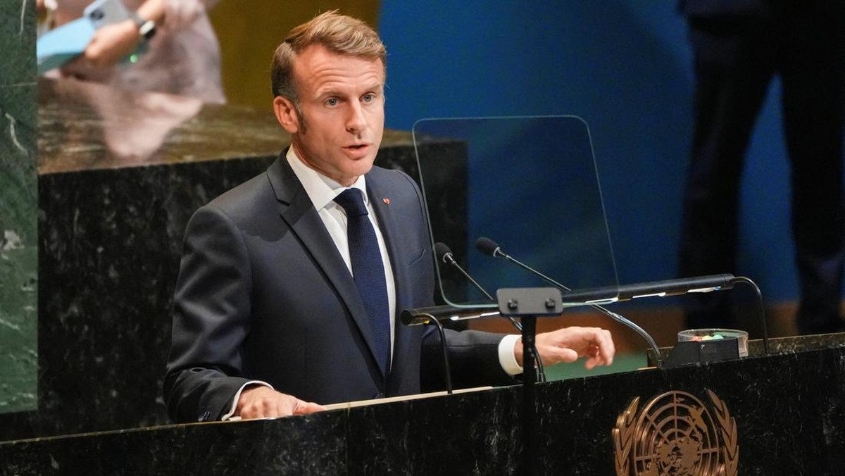 Macron Bantah Klaim Gaza Trump di Podium PBB