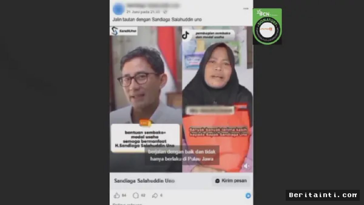 Indonesia — Cek Fakta: Video Sandiaga Uno Bagi Bantuan Tunai Adalah Hoax