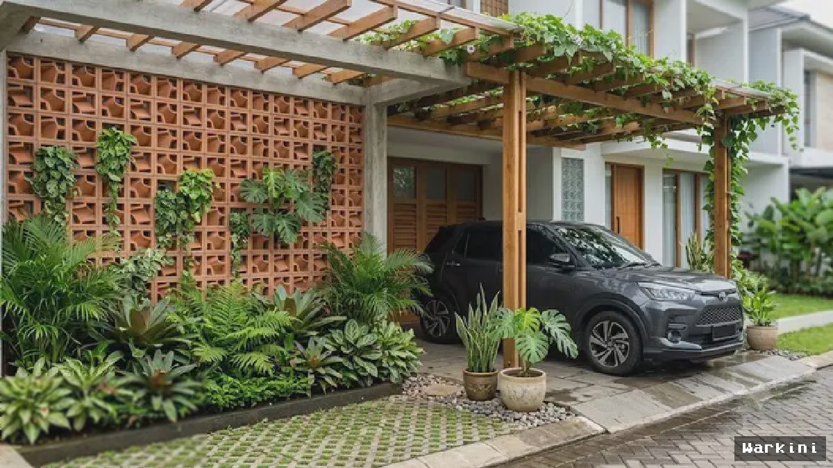 Desain Carport Kekinian: Paduan Roster dan Tanaman Hias