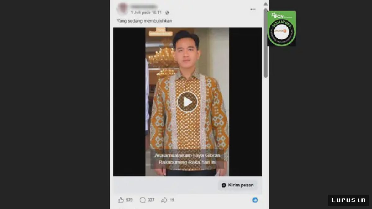Video Gibran Tawarkan Bantuan Biaya Sekolah dan Usaha Terbukti Manipulasi