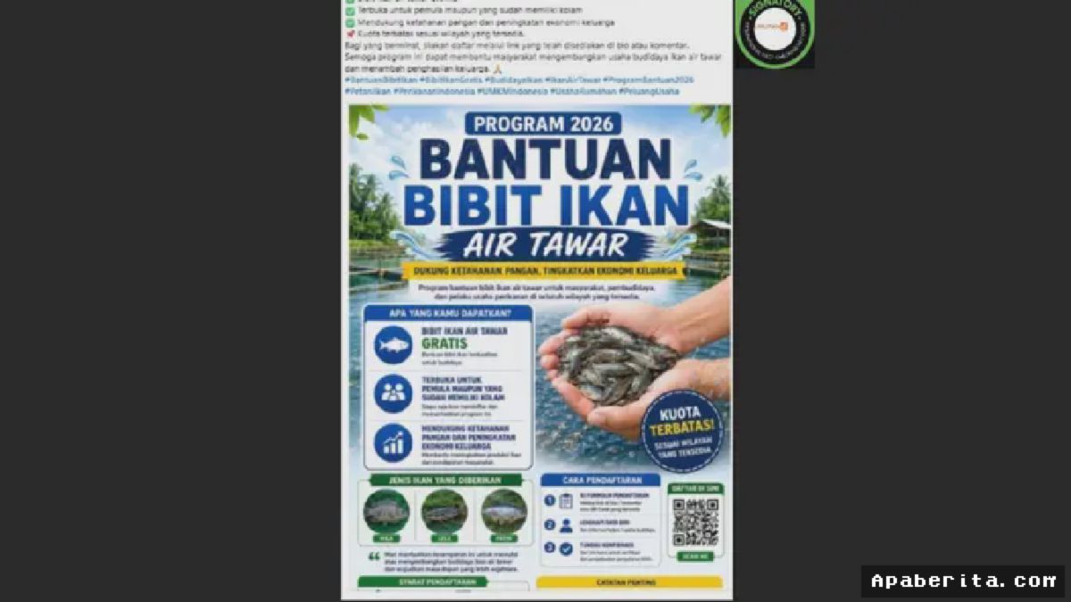 JAKARTA — Beredar Tautan Palsu Bantuan Bibit Ikan Nila dan Lele Tahun 2026